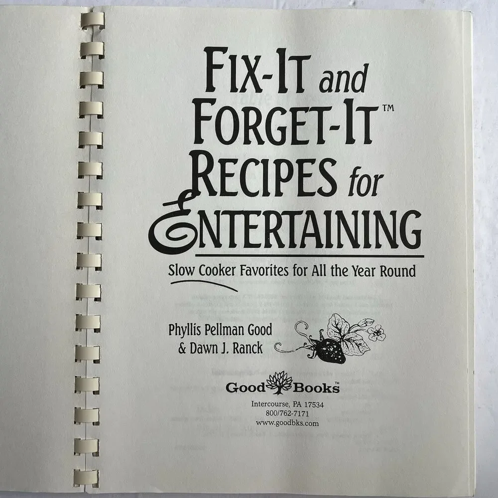 Fix It and Forget It Recipes for Entertaining Slow Cooker Favorites Cookbook Vtg
